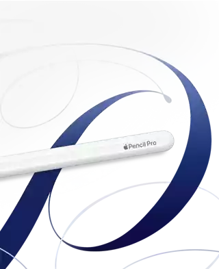 Apple Pencil Pro lying flat on some creative hand drawn designs