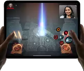 iPad Pro showing a high-performance game being played in Shareplay